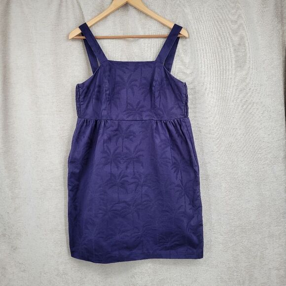 Tori Richard Slim Shady Irina Jacquard Palm Tree Print Mini Dress Navy - Picture 3 of 13